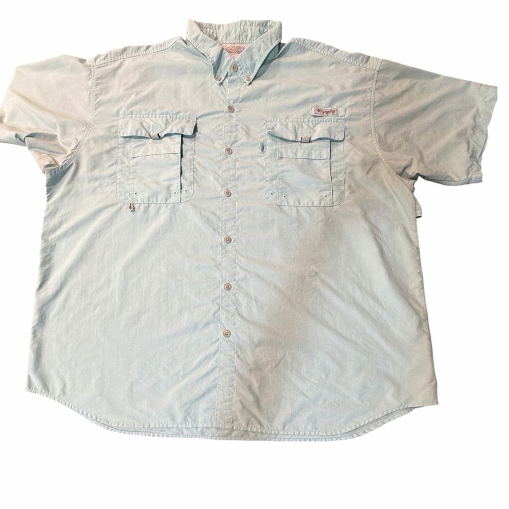 Columbia PFG Men's Size XXL Fishing Shirt Light Blue Vented Performance AS-IS